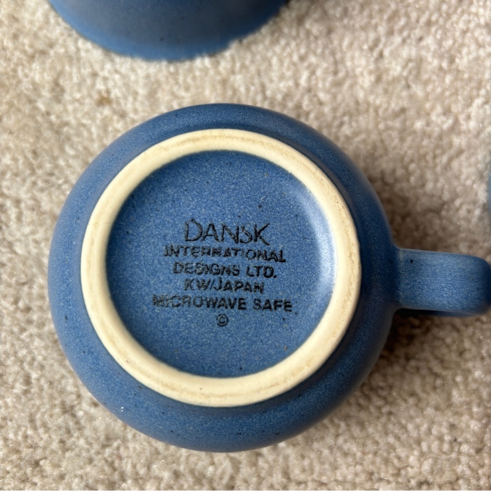 Dansk Vintage Mesa Sky Blue Set of 4 Small Ceramic Coffee or Tea Mugs KW Japan - Picture 8 of 11